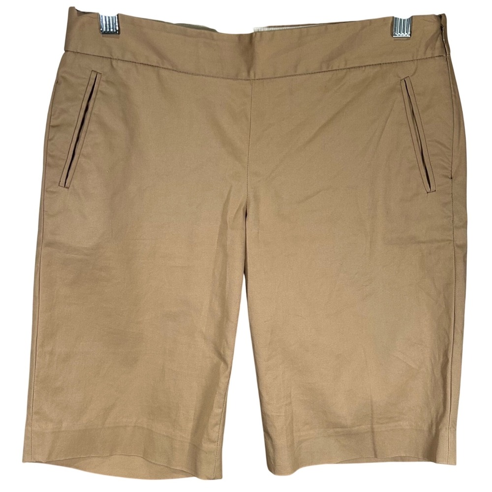 J.Crew Womens Camel Tanβ Side Zip Chino Bermuda Shorts Size 4 Stretch Cotton